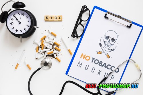 No smoking mock-up with stethoscope