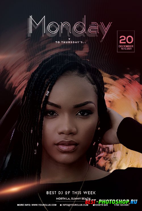 Monday to Friday Party Flyer  PSD Template