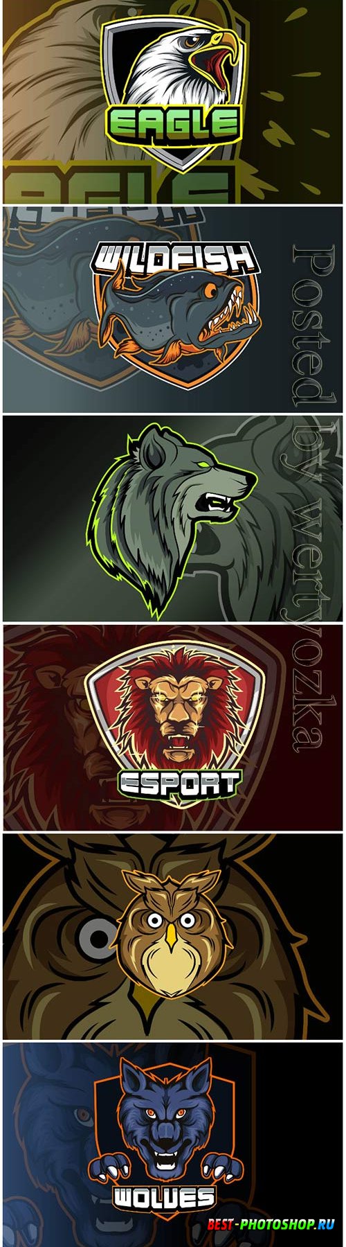 Mascot for sports and esports logo isolated premium vector vol 4
