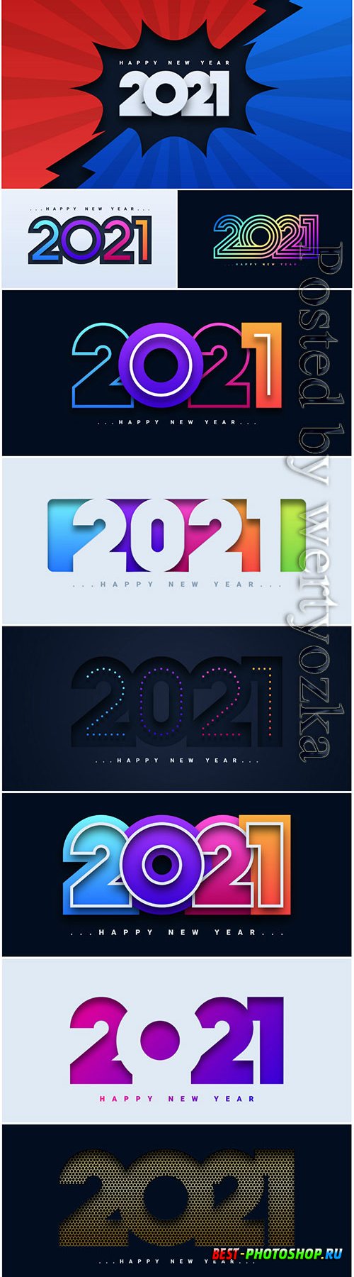 Abstract colorful 2021 happy new year vector background