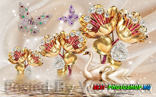 3D psd models beautiful swan flower jewelry wall