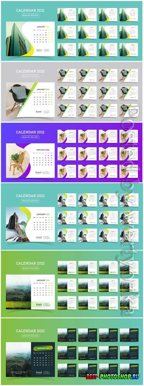 Desk calendar 2021 template design for new year vol 9
