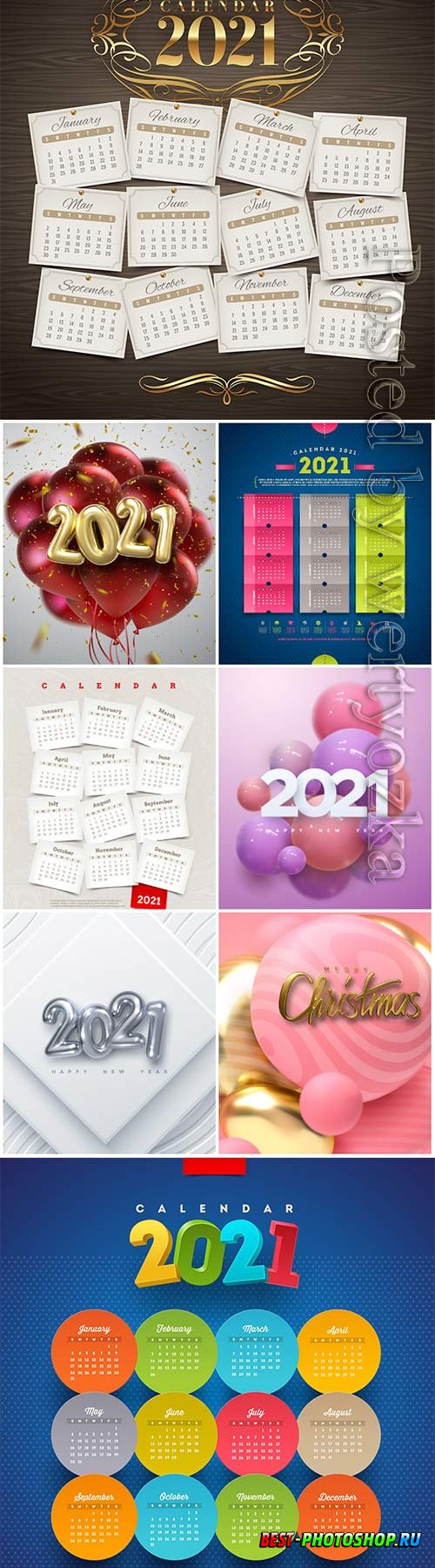 Desk calendar 2021 template design for new year vol 10