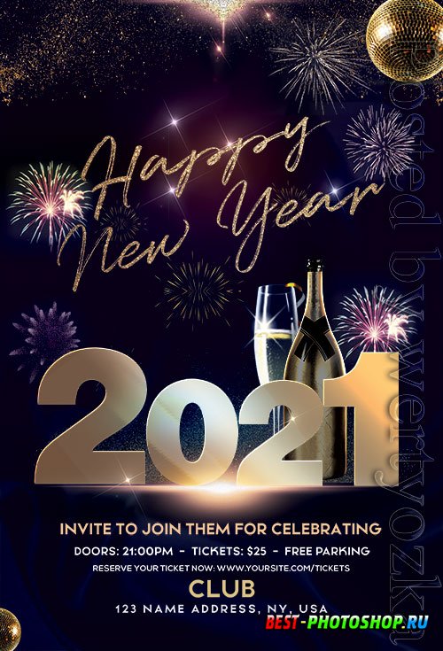 Happy New Year 2021 PSD Flyer Template