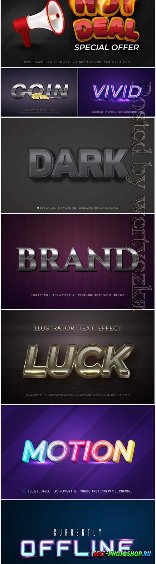 3d editable text style effect vector vol 8