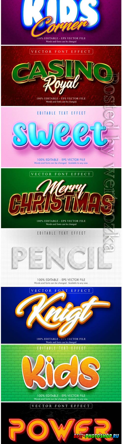 3d editable text style effect vector vol 20