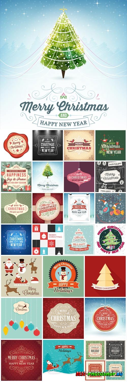 New Year and Christmas illustrations in vector 38