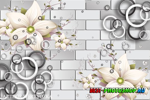 Flowers and abstraction multilayer PSD source with 3D effect
