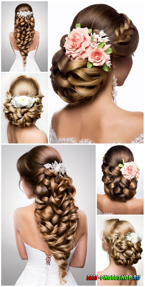 Wedding and evening hairstyles stock photo