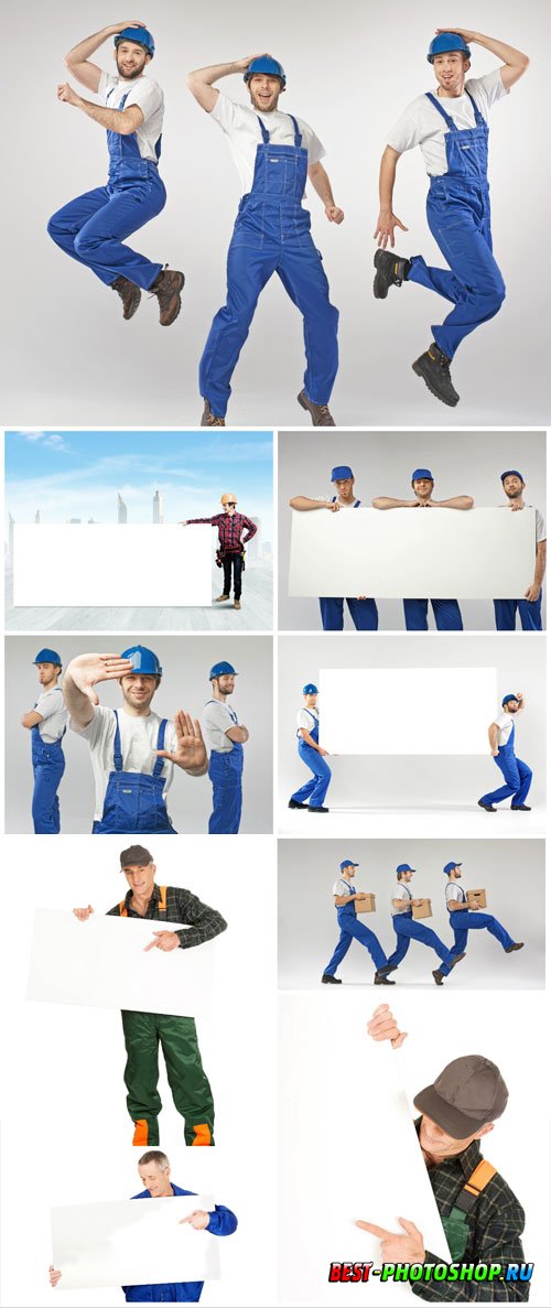 Men in work clothes stock photo