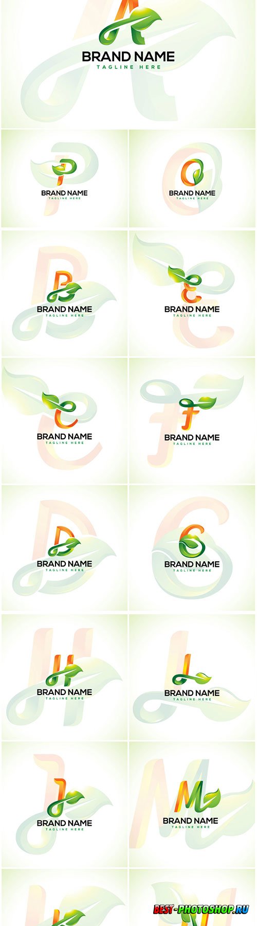 Leaf logo and initial letter logo concept