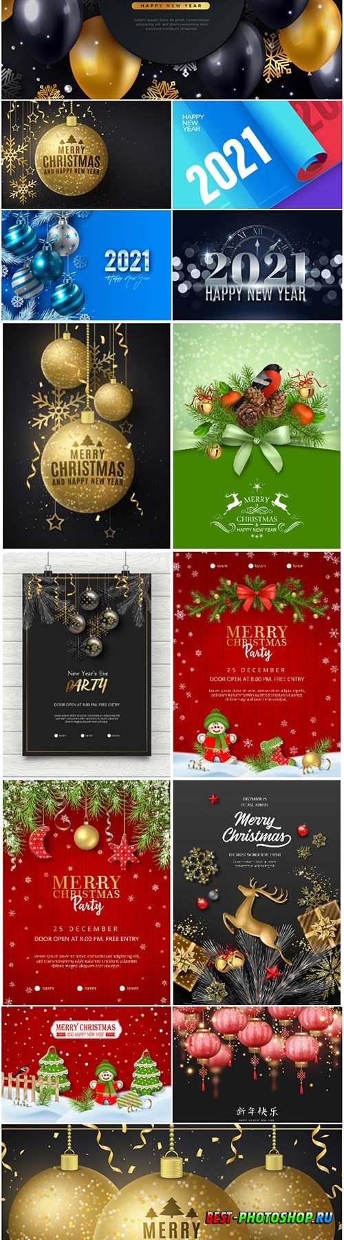 Christmas and new year vector poster
