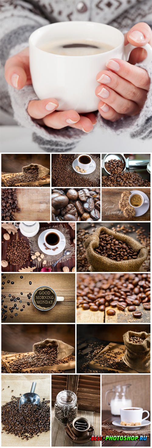 Coffee and coffee beans in sack stock photo
