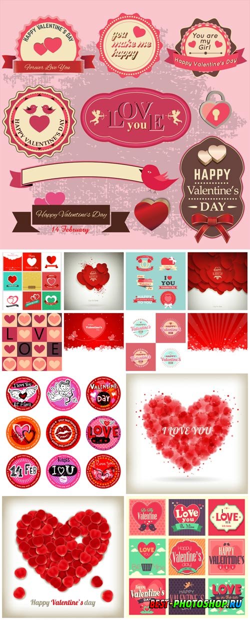 Vector elements for valentine's day