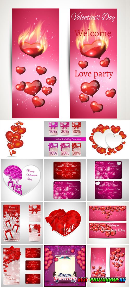 Valentine's day banners and backgrounds in vector