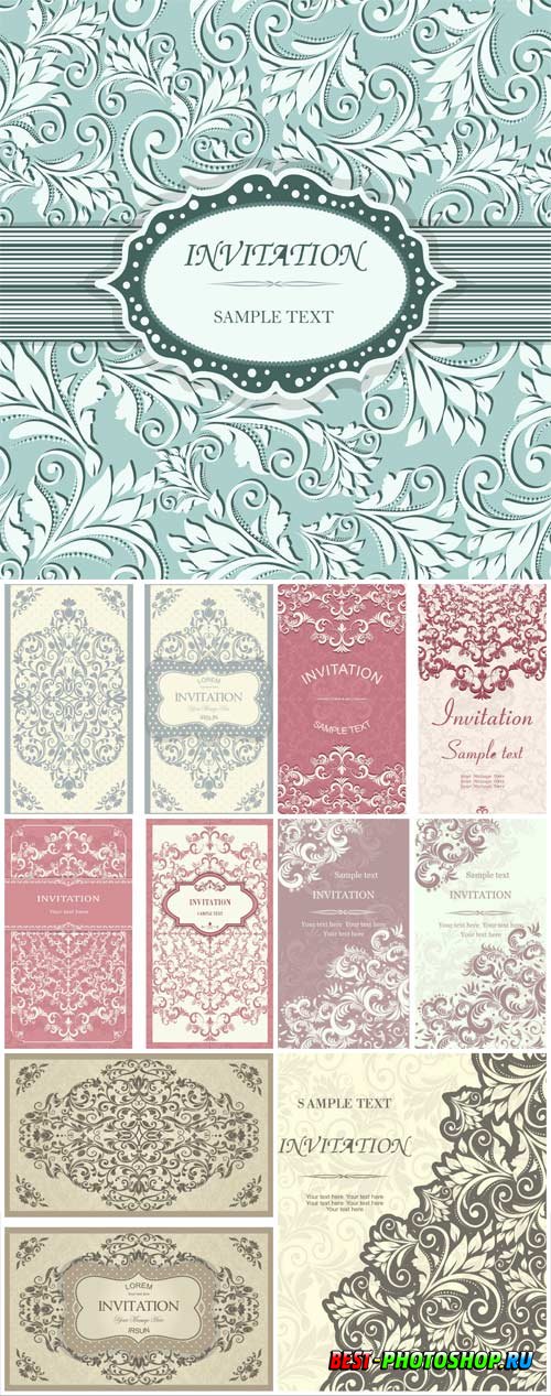 Floral wedding backgrounds in vector