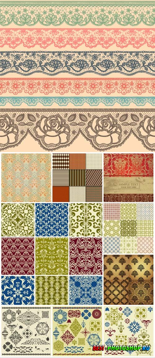 Borders and backgrounds with patterns in vector