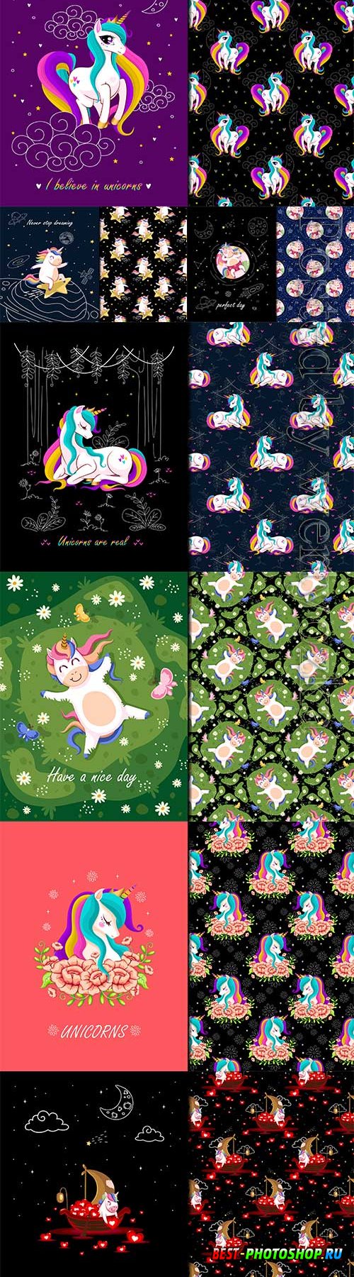 Unicorn a real seamles vector pattern
