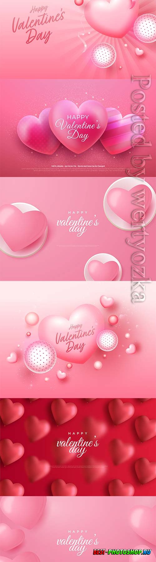 Valentine's day with realistic vector hearts