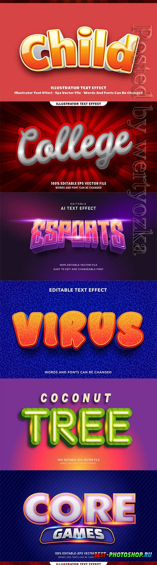 3d editable text style effect vector vol 251
