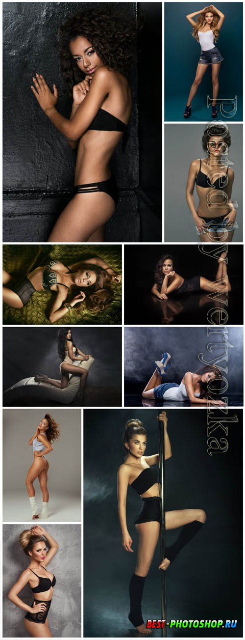 Girls in various poses stock photo