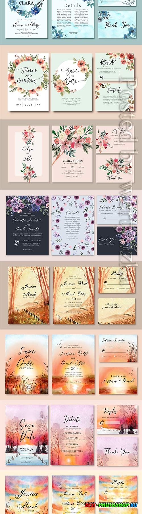 Wedding invitation card design with flower