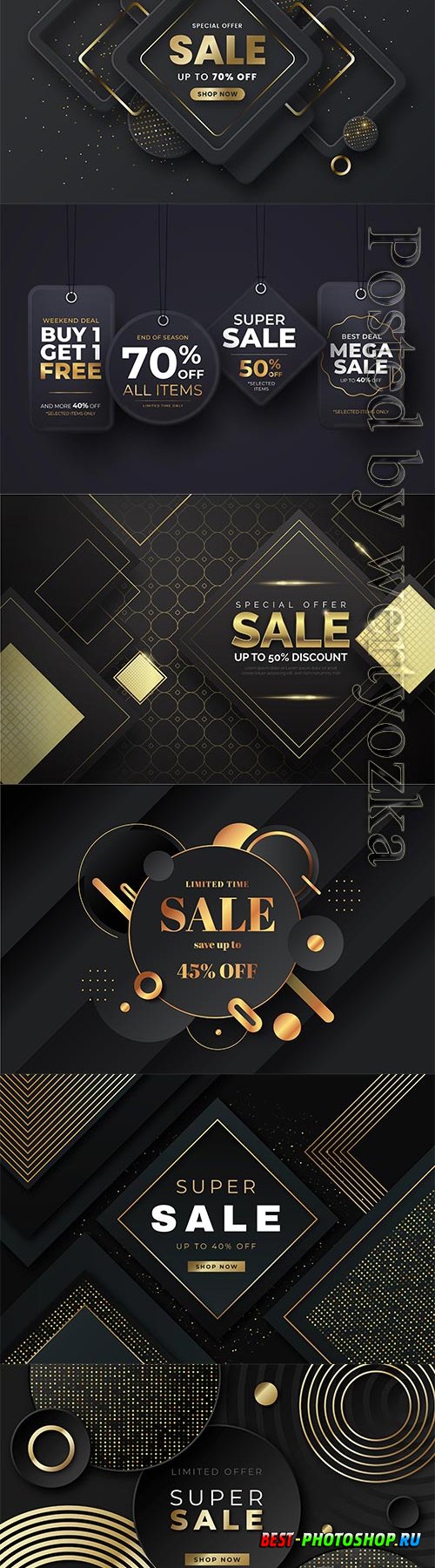 Luxury sale wallpaper with golden vector elements