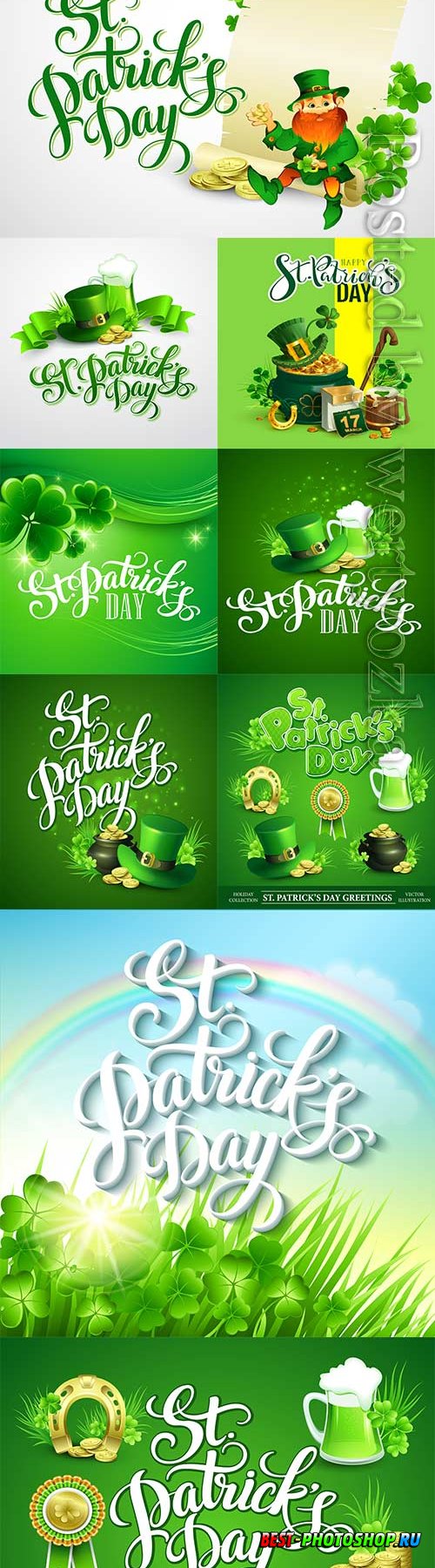 Happy saint patricks day greeting lettering vector background