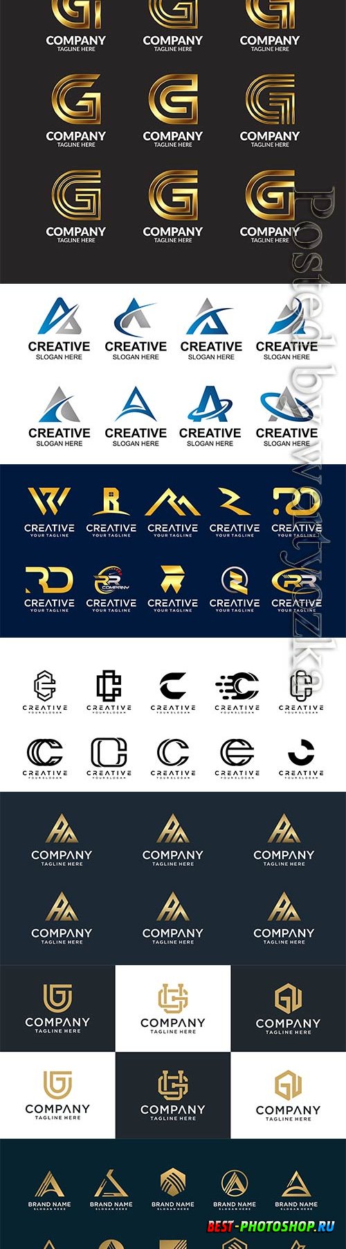 Set of creative abstract monogram letter vector logo template