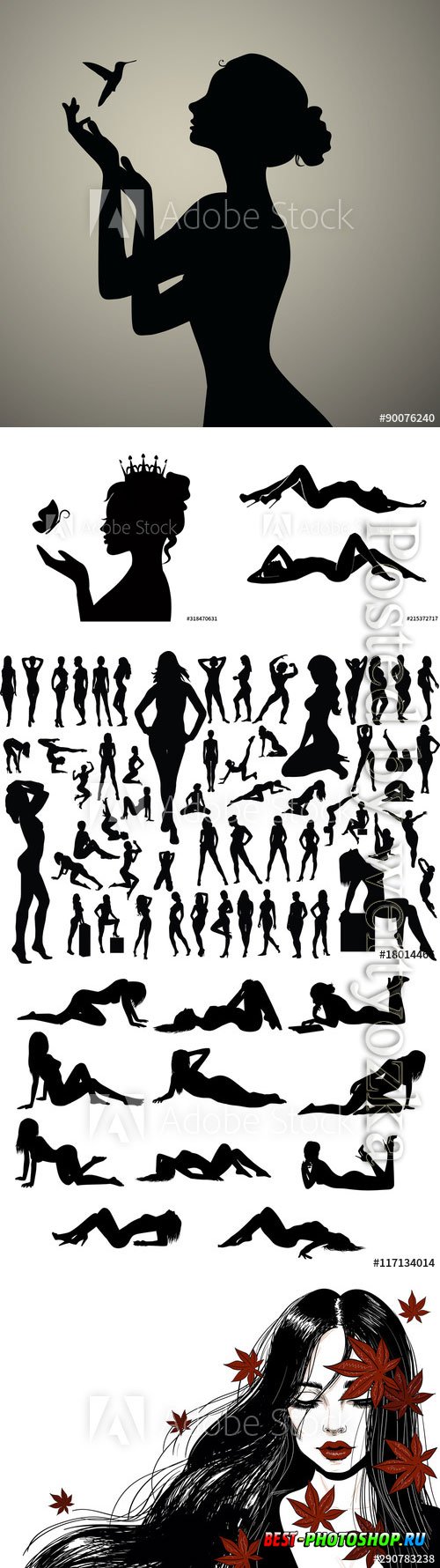 Collection women vector silhouettes