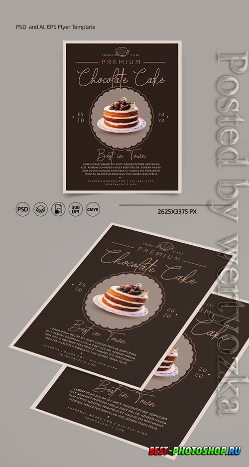 Cake flyer template in psd + ai