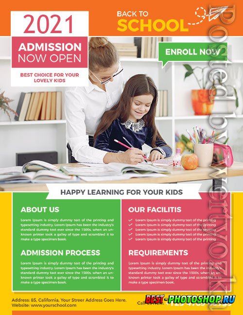Admission Back To School PSD Flyer Design Template