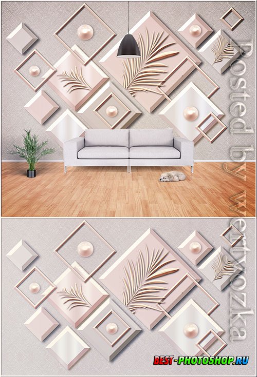 Minimalistic three dimensional geometric wrought iron decorative tv background wall
