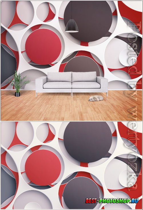 Modern stylish minimalistic 3d geometric graphic tv background wall