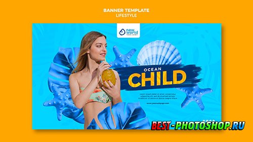 Psd banner template for summer beach vacation