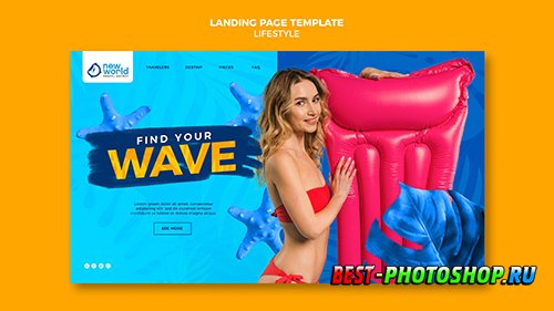 Landing psd page template for summer beach vacation