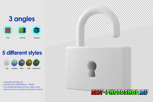 3d unlocked icon psd design template