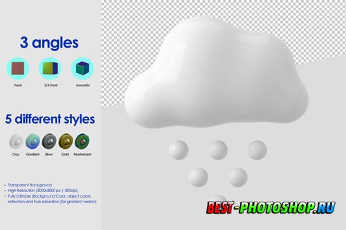 3d snow icon psd design template