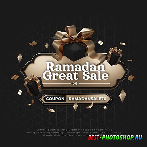 Ramadan great sale, social media post psd template
