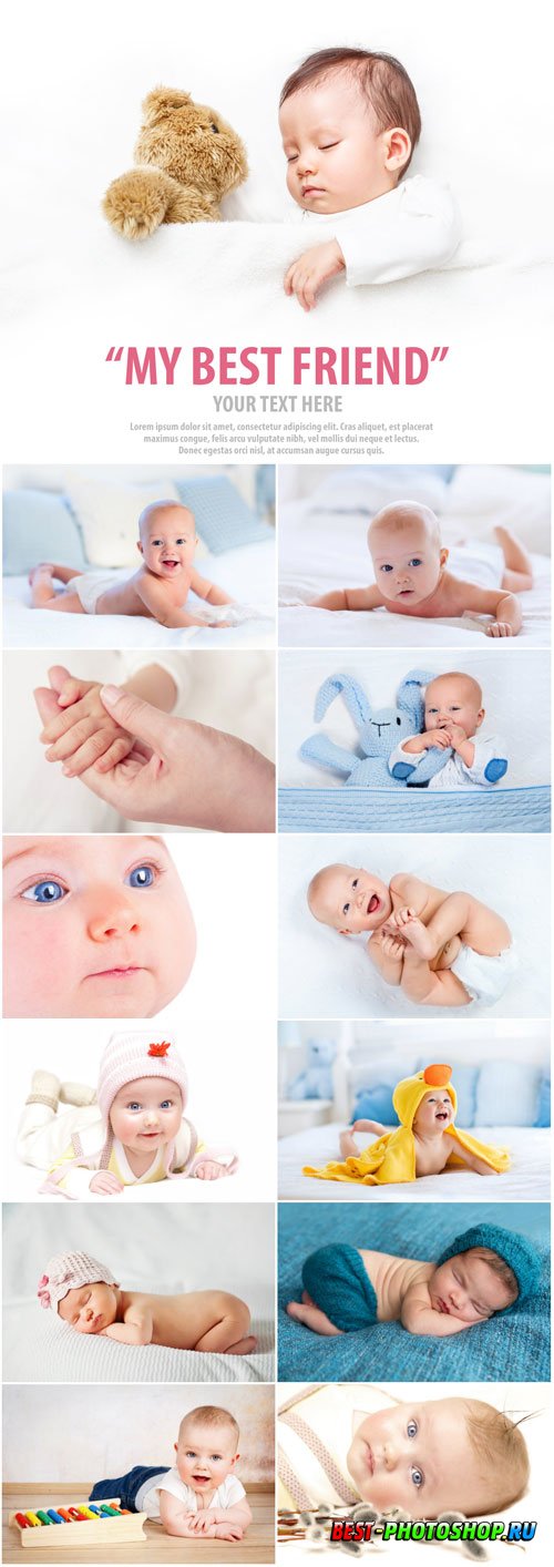 Little kids with soft toys stock photo