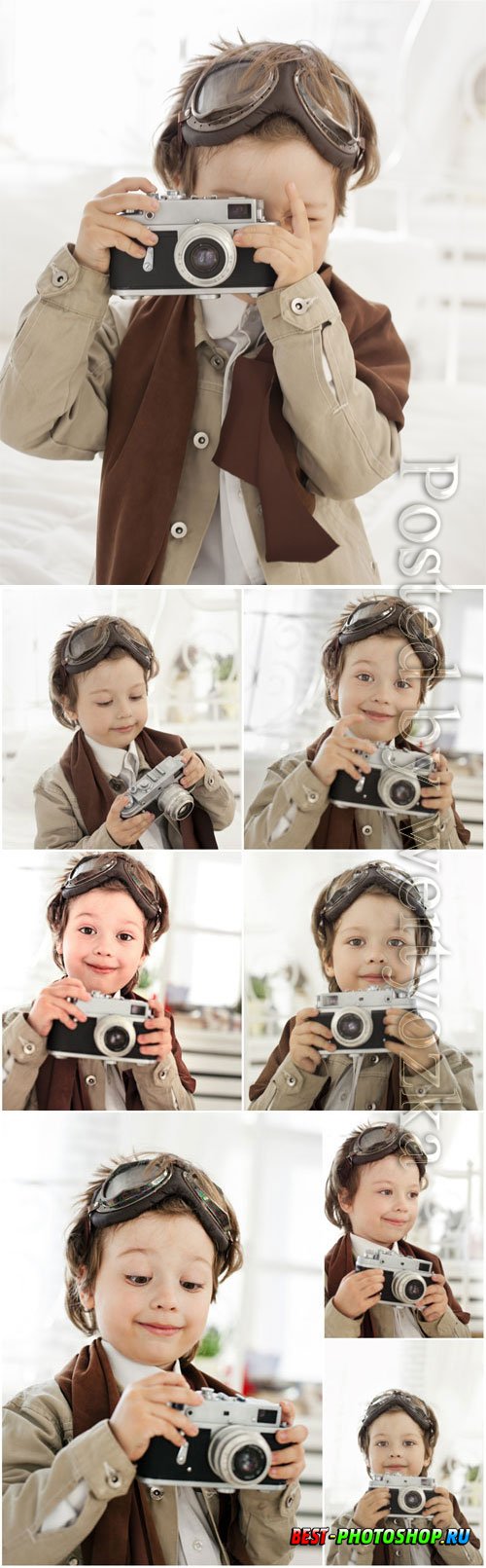 Handsome boy with camera stock photo