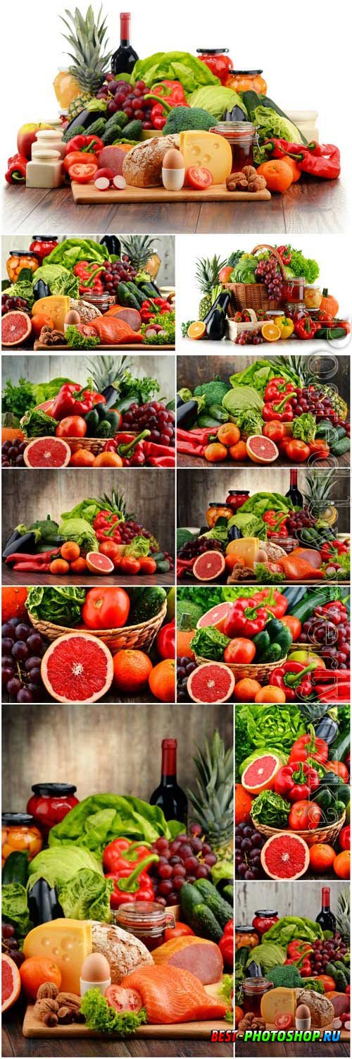 Fruits, berries, citrus stock photo