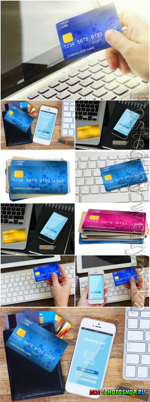 Credit cards, modern technology stock photo