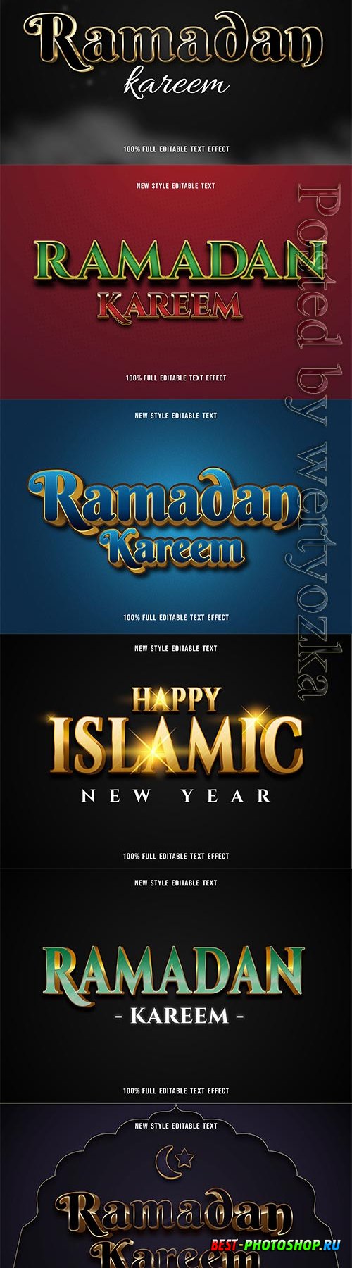 Ramadan kareem, eid mubarak vector text effect vol 4