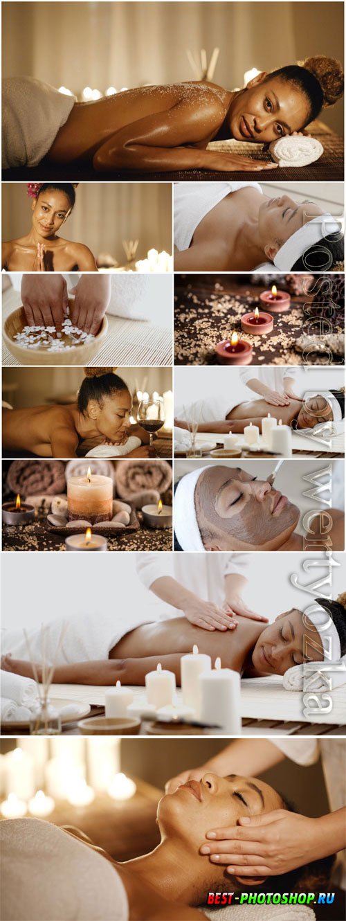 Massage in spa salon stock photo