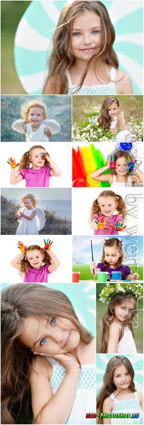 Little beautiful children stock photo