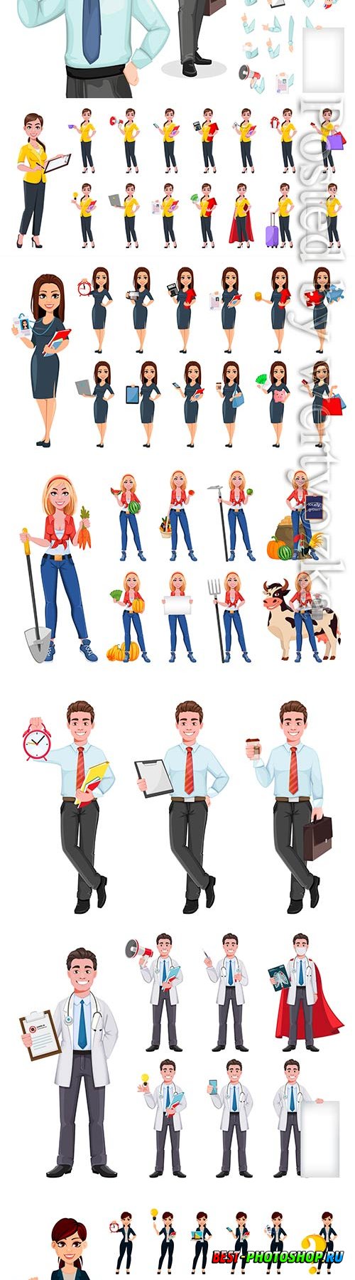Men and women, people cartoon character in vector