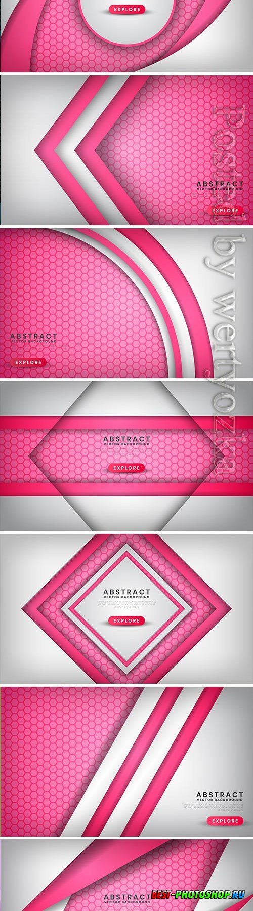 Abstract luxury white and pink background with hexagon patterns