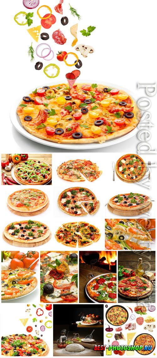 Pizza with various fillings stock photo