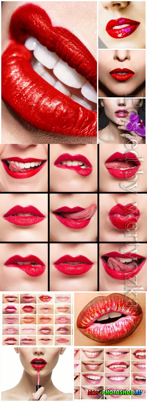 Lips and lipstick stock photo